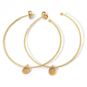 Flirtatious Barcelona Gold Hoops with Citrine