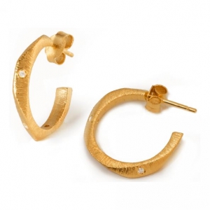 Frenchy Hoops White Sapphires Gold