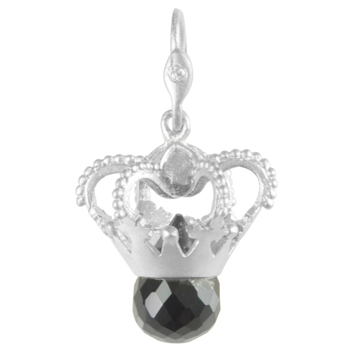 Regal Crown Pendant Silver with Onyx